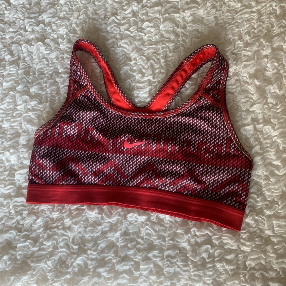 Nike Red Patterned Sports Bra Small